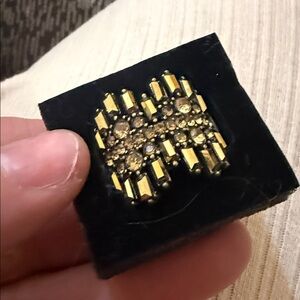 Brass Golden Rhinestone Ring